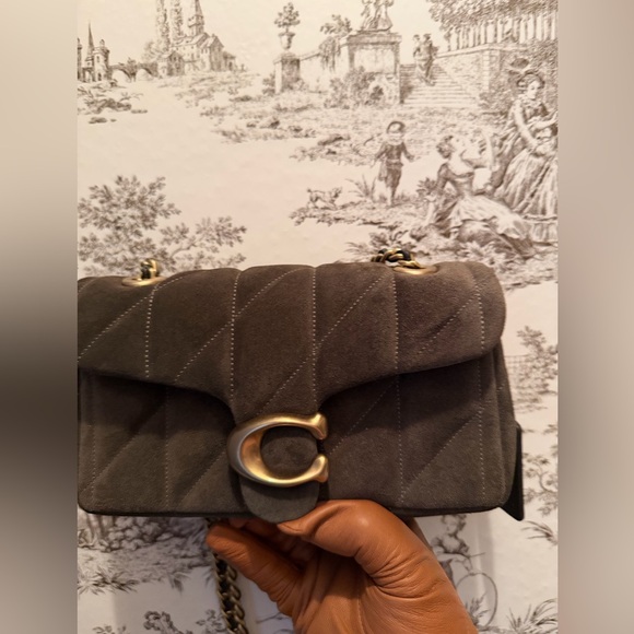 Coach Tabby 20 Quilted Suede Shoulder Bag with Gold Chain. - Picture 13 of 14